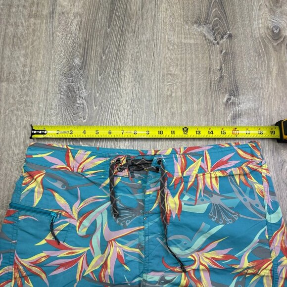 Patagonis Mens Teal Blue Worn Wear-M's Printed Wavefarer Board Shorts Size 32 - Picture 8 of 9
